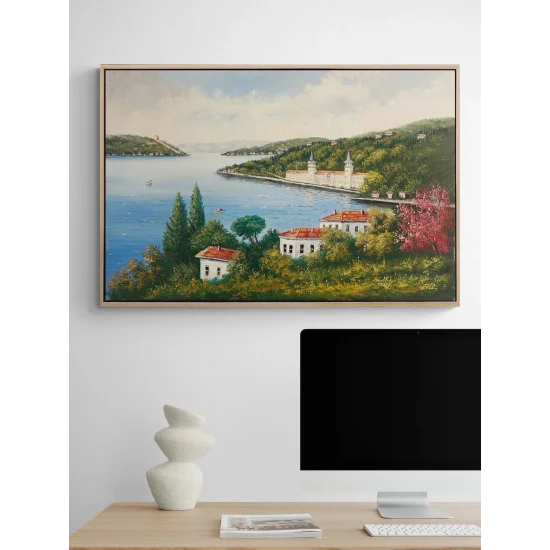 Çiçek Açan Boğaz Yağlı Boya Tablosu