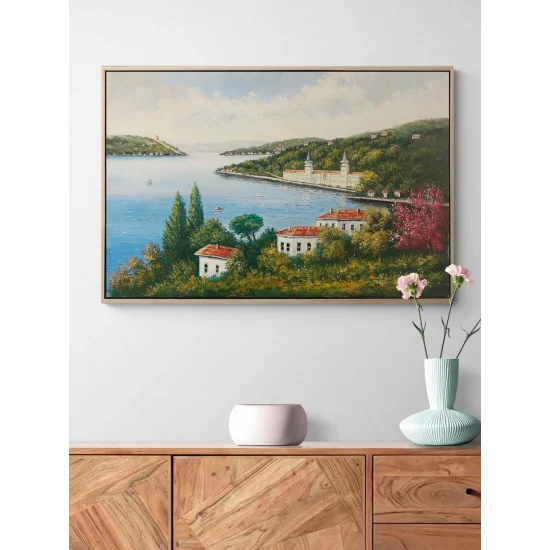 Çiçek Açan Boğaz Yağlı Boya Tablosu