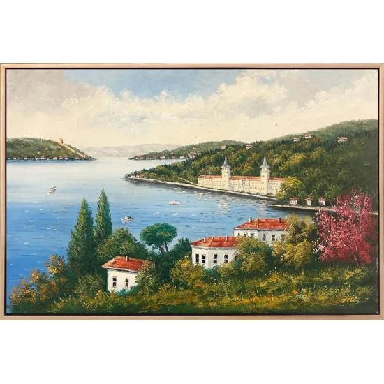 Çiçek Açan Boğaz Yağlı Boya Tablosu