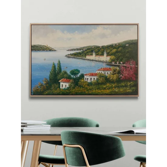 Çiçek Açan Boğaz Yağlı Boya Tablosu