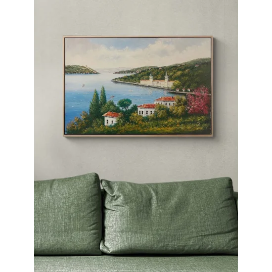 Çiçek Açan Boğaz Yağlı Boya Tablosu