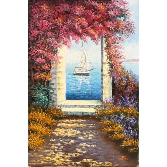 Denize Açılan Bahar Yağlı Boya Tablosu
