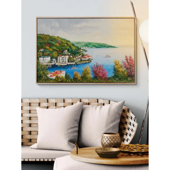 Boğazda Bahar Renkleri Yağlı Boya Tablosu