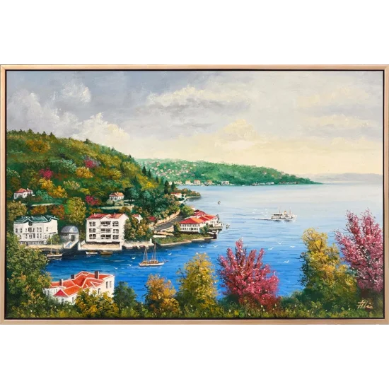 Boğazda Bahar Renkleri Yağlı Boya Tablosu