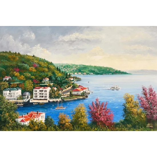 Boğazda Bahar Renkleri Yağlı Boya Tablosu