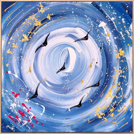 Soyut Mavi Ufuk Yağlı Boya Tablosu