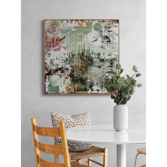 Yeşilde Altın Kanatlar Yağlı Boya Tablosu