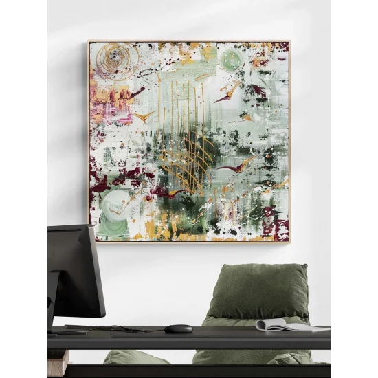 Yeşilde Altın Kanatlar Yağlı Boya Tablosu