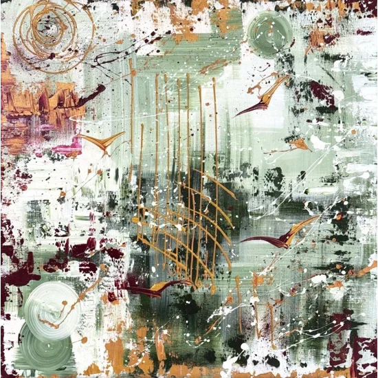 Yeşilde Altın Kanatlar Yağlı Boya Tablosu