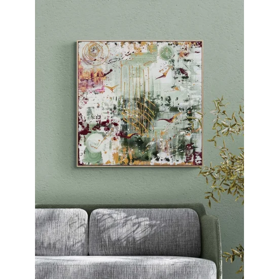 Yeşilde Altın Kanatlar Yağlı Boya Tablosu