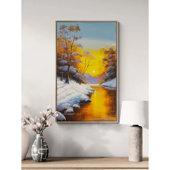 Kış Gün Batımı Yağlı Boya Tablosu