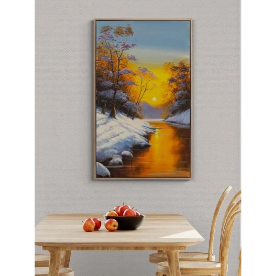 Kış Gün Batımı Yağlı Boya Tablosu