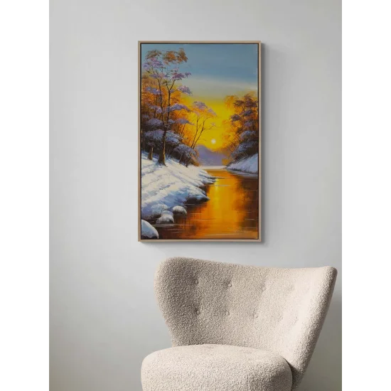 Kış Gün Batımı Yağlı Boya Tablosu
