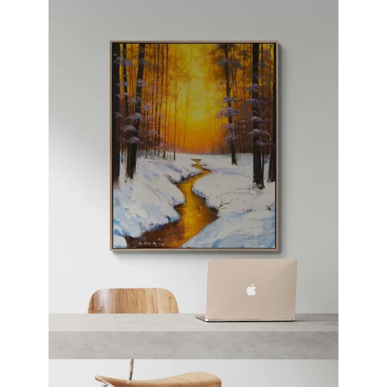 Kışın Altın Saati Yağlı Boya Tablosu