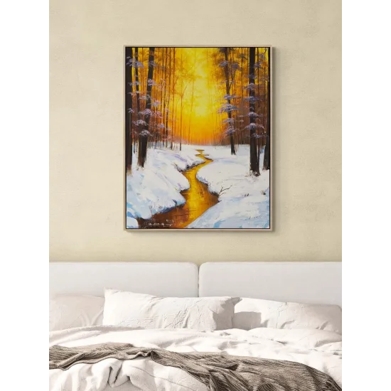 Kışın Altın Saati Yağlı Boya Tablosu