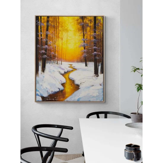 Kışın Altın Saati Yağlı Boya Tablosu