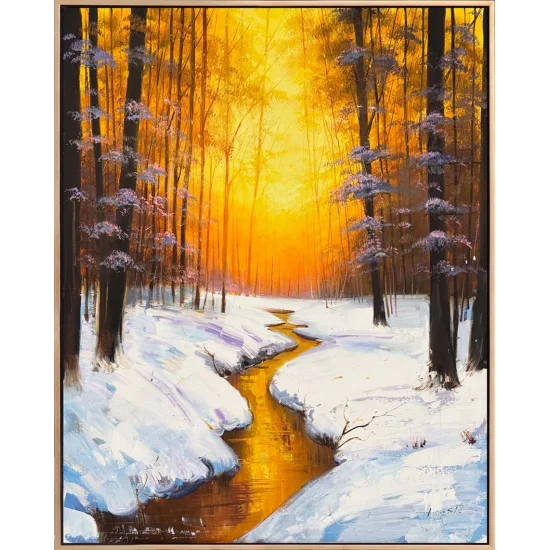 Kışın Altın Saati Yağlı Boya Tablosu