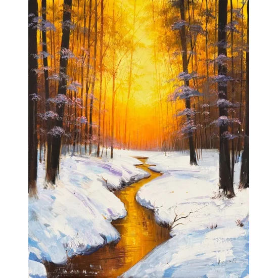 Kışın Altın Saati Yağlı Boya Tablosu
