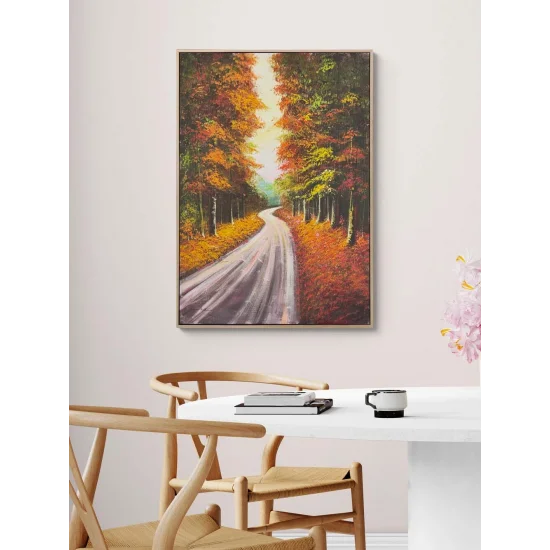 Sonbaharda Orman Yolu Yağlı Boya Tablosu