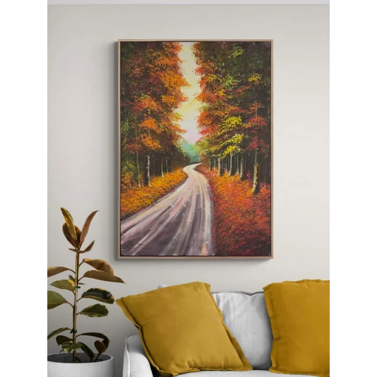 Sonbaharda Orman Yolu Yağlı Boya Tablosu