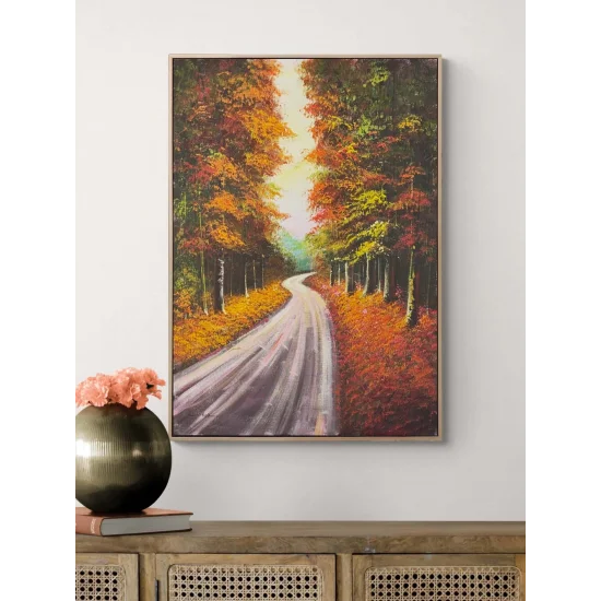 Sonbaharda Orman Yolu Yağlı Boya Tablosu