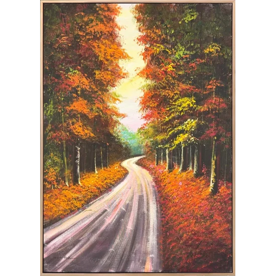 Sonbaharda Orman Yolu Yağlı Boya Tablosu