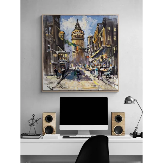 Facing Galata Tower Oil Painting