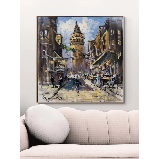 Facing Galata Tower Oil Painting