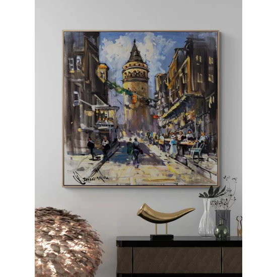 Facing Galata Tower Oil Painting