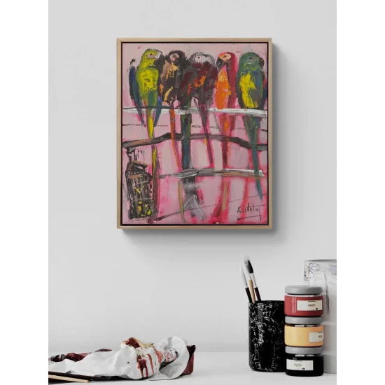 Sessiz Papağanlar Yağlı Boya Tablosu