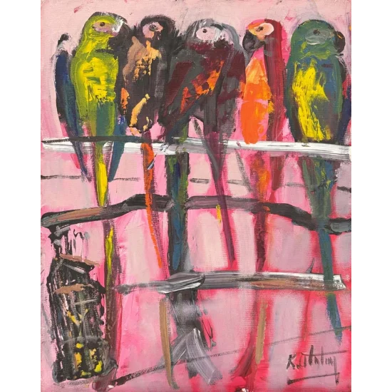 Sessiz Papağanlar Yağlı Boya Tablosu