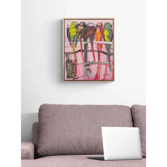 Sessiz Papağanlar Yağlı Boya Tablosu