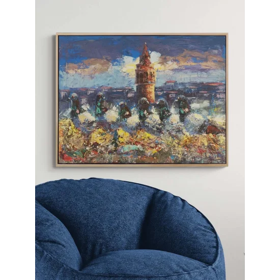 Galata’nın Güvercinleri Yağlı Boya Tablosu