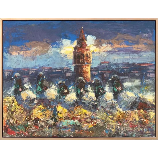 Galata’nın Güvercinleri Yağlı Boya Tablosu