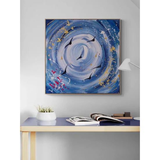 Soyut Mavi Ufuk Yağlı Boya Tablosu