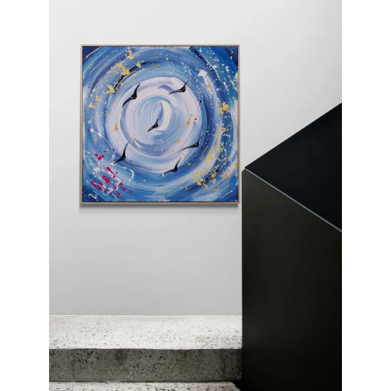 Soyut Mavi Ufuk Yağlı Boya Tablosu