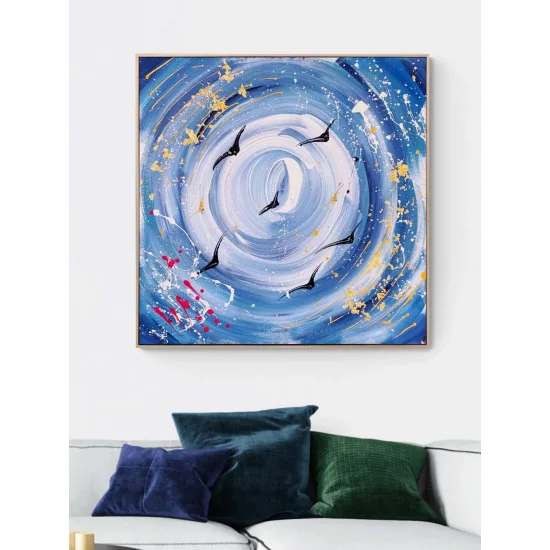 Soyut Mavi Ufuk Yağlı Boya Tablosu