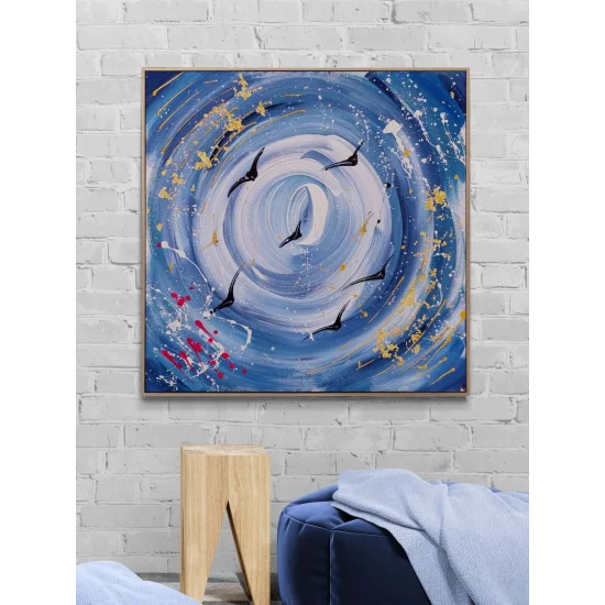 Soyut Mavi Ufuk Yağlı Boya Tablosu