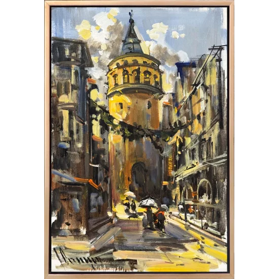 Galatada Sessiz Sokaklar Yağlı Boya Tablosu