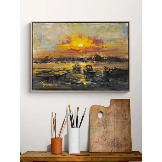 Gün Işığında Boğaz Yağlı Boya Tablosu