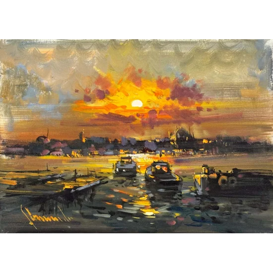 Gün Işığında Boğaz Yağlı Boya Tablosu