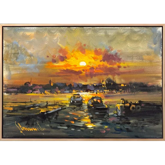 Gün Işığında Boğaz Yağlı Boya Tablosu