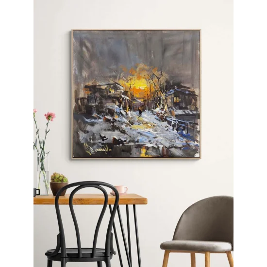 Harabelerde Gün Batımı Yağlı Boya Tablosu