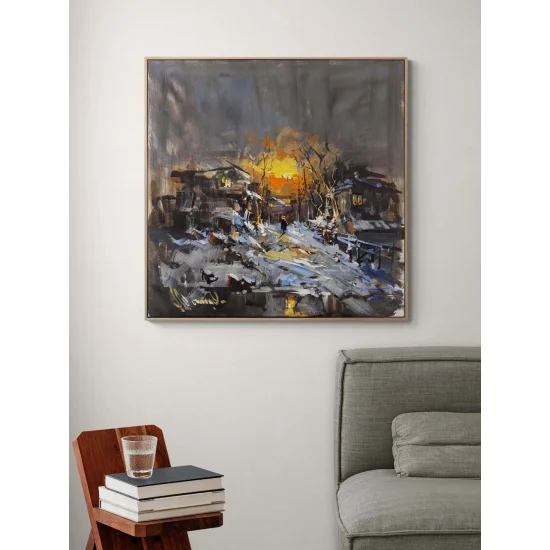 Harabelerde Gün Batımı Yağlı Boya Tablosu