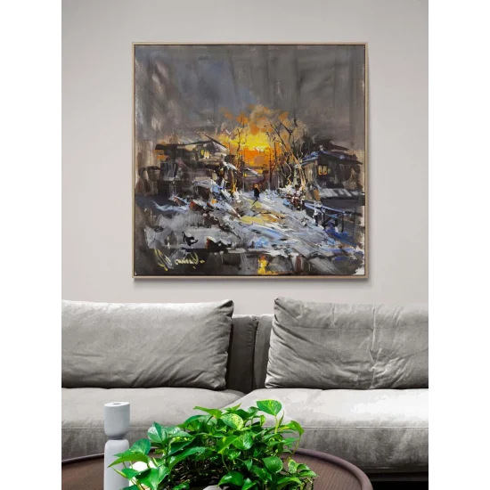 Harabelerde Gün Batımı Yağlı Boya Tablosu