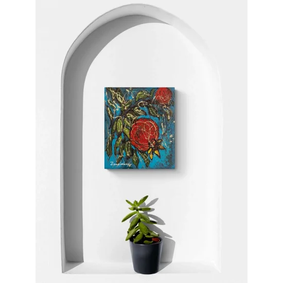 Dalında Narlar Yağlı Boya Tablosu