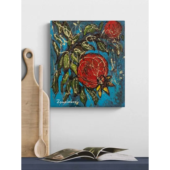 Dalında Narlar Yağlı Boya Tablosu