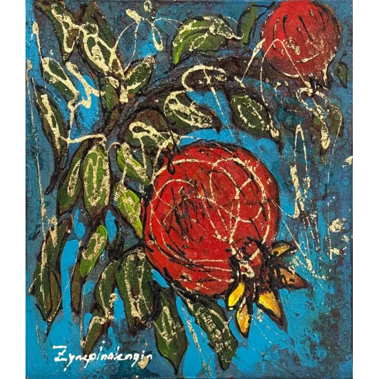 Dalında Narlar Yağlı Boya Tablosu