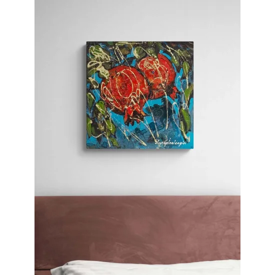 Turkuazda Nar Yağlı Boya Tablosu