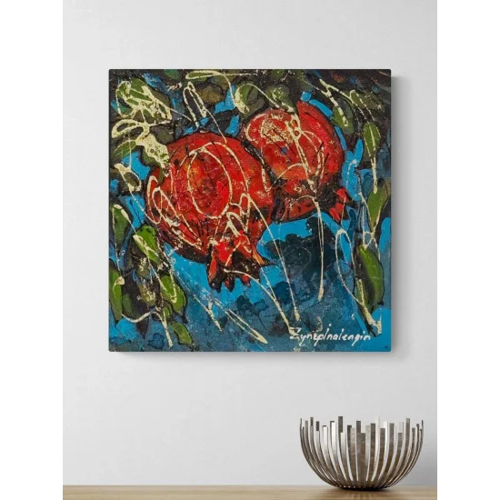 Turkuazda Nar Yağlı Boya Tablosu